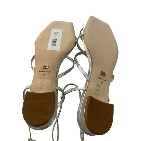 Caroline Constas $360 Silver Morgan Strappy Sandals Designer Shoes NEW - Picture 6 of 12